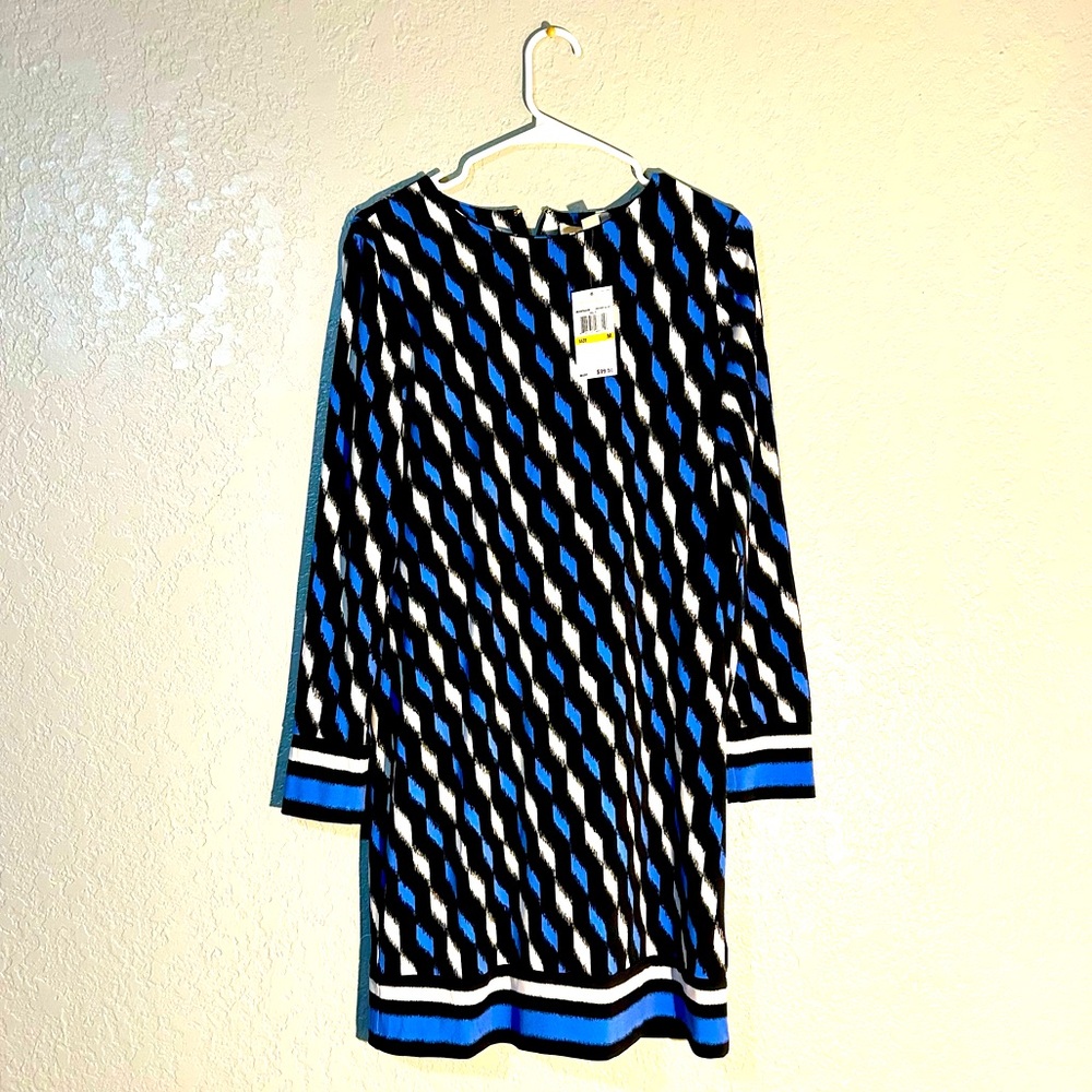 MICHAEL Michael Kors Blue and Black Patterned Midi Dress - NWT